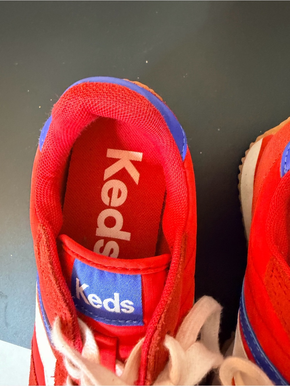 Keds Retro Rena Red, White, & Blue 70’s Suede Leather Lace-Up Sneakers Size 6.5 - Picture 5 of 10
